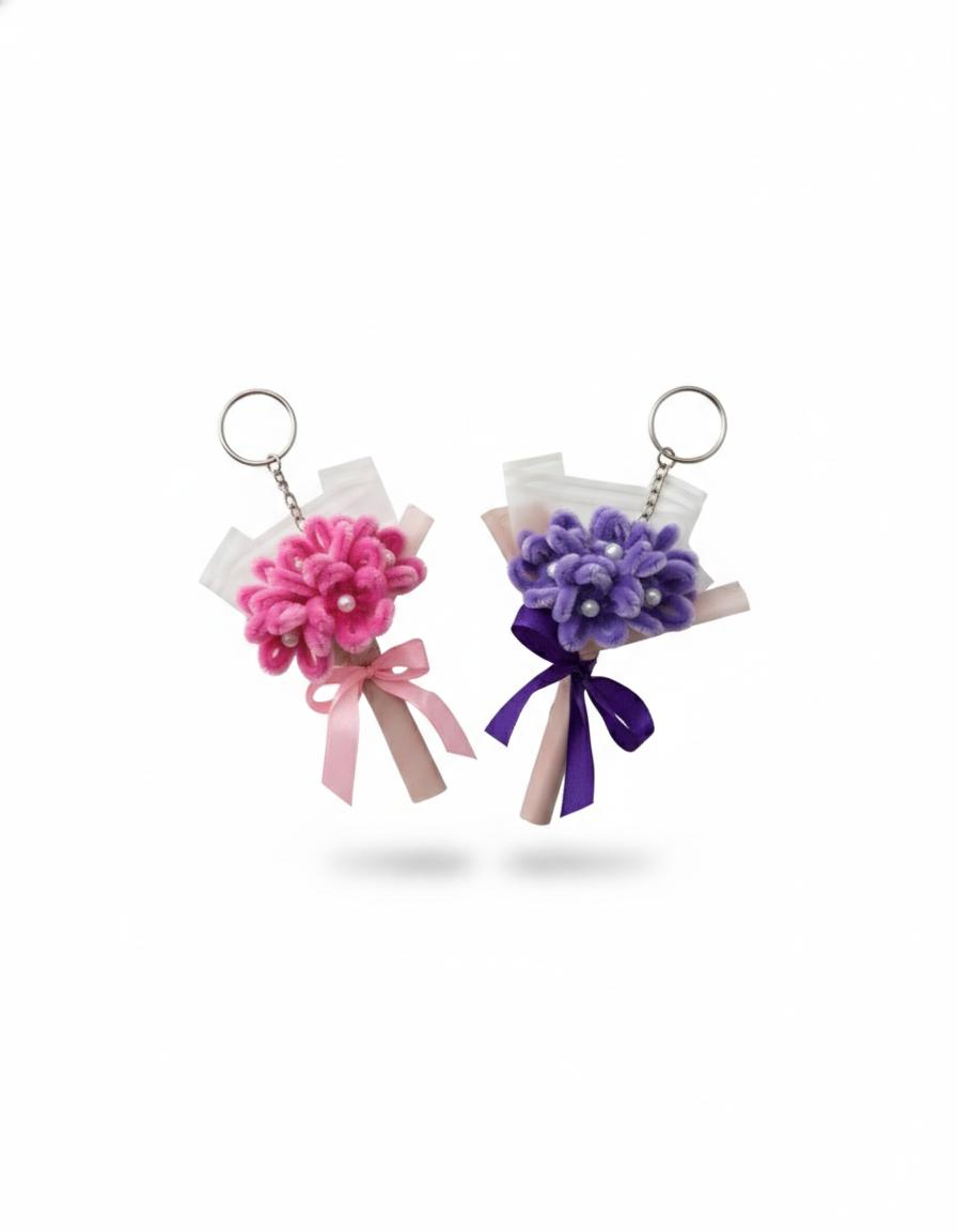 PIPE CLEANER FLOWER KEY CHAIN